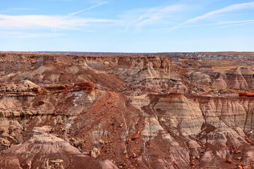 Petrified Forest National Park, a natural attraction place with many petrified tree trunks and...