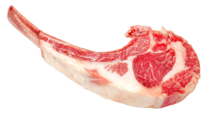 Fresh lamb chop isolated on white background, Fresh Raw lamb loin on White Background PNG File.