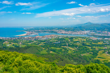 Panorama view of Irun and Hendaye towns at border between Spain and France