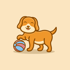 Cute Ball Play Dog Logo