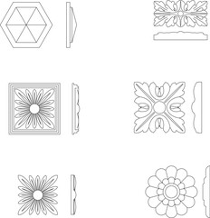 Sketch vector illustration of classic decorative wall and ceiling elements