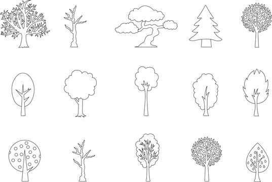 Color simple tree decorative illustration vector sketch