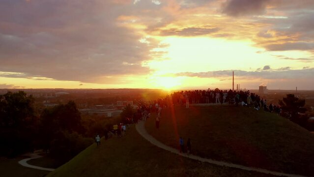 Welcome to summer entertainment - sunrise over Krakus Mound in Krakow, Poland