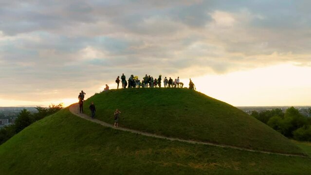 Welcome to summer entertainment - sunrise over Krakus Mound in Krakow, Poland