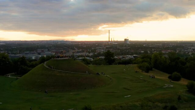 Welcome to summer entertainment - sunrise over Krakus Mound in Krakow, Poland