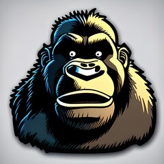 Generative Ai: Gorilla head illustration mascot.