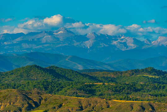 Panorama of Pyrenees near Spanish village Bailo