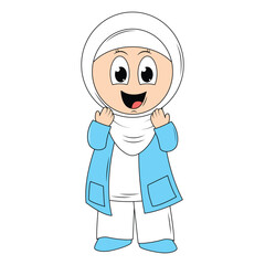 cute girl hijab cartoon illustration