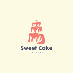 Sweet Cake Logo Design, Birthday Bread Vector, Simple Design Bakery Icon Template Illustration