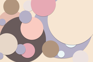 Graphic abstract background pattern, large and small round shapes overlapping pastel colors.