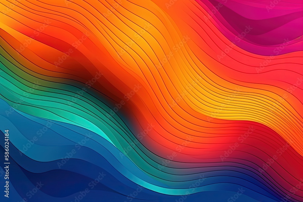 Poster vibrant abstract design featuring flowing waves of color created with generative ai technology
