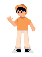 tourist boy with hat