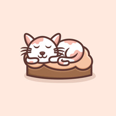 Cute Sleep Cat Logo Design
