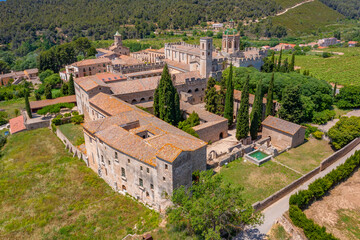 Aerial view of Monastery of Santes Creus in Spain