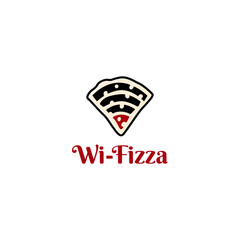 Wi-fi and pizza logo design inspiration vector template