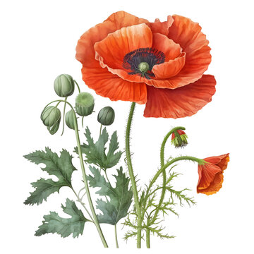 Roter Klatschmohn, Mohn Vintage Blumenmotiv