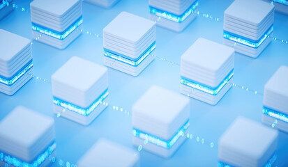 3D rendering of cyberpunk AI. Circuit board. Technology background. Central Computer Processors CPU and GPU concept. Motherboard digital chip. Tech science background.