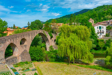 Pont vell at Sant Joan de les Abadesses village in Spain