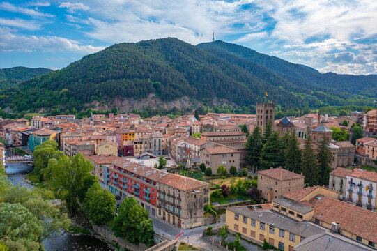 Aerial view of the Monastery of Santa Maria de Ripoll in Spain