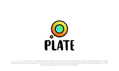 illustration vector graphic logo designs. pictogram logo for restaurant with unique plate as icon 