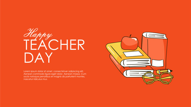 happy teacher day banner template