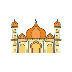 orange color mosque icon Ramadan and Islamic Eid