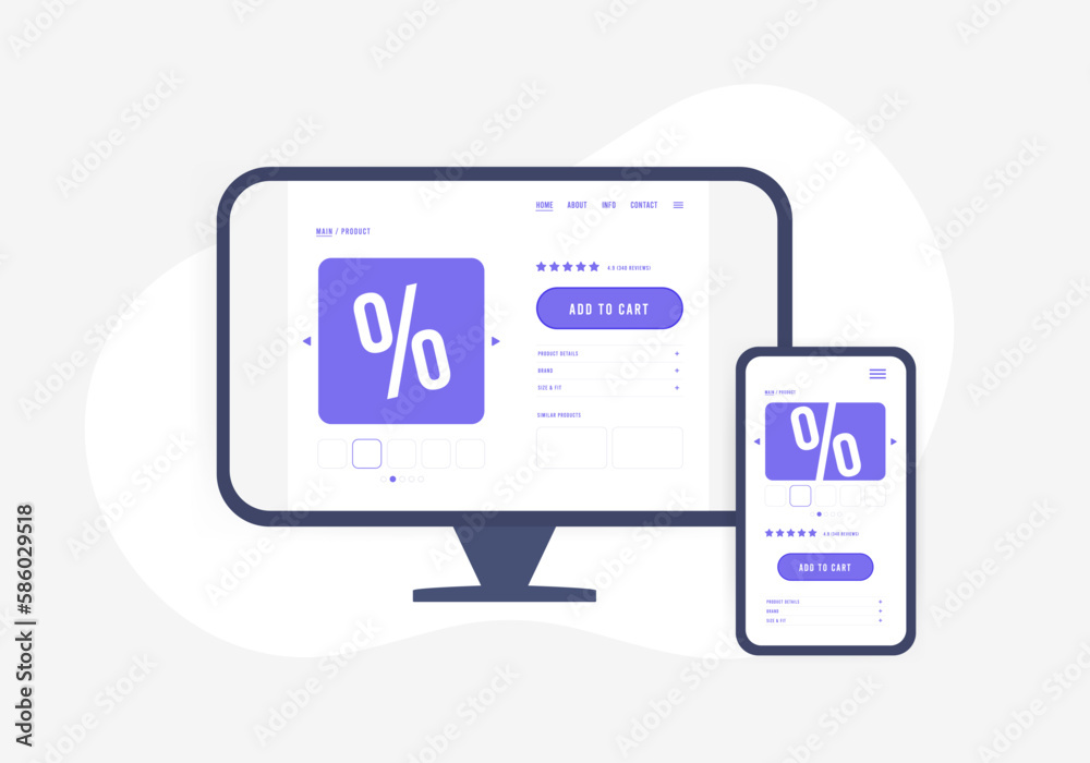 Poster Single page applications fast and responsive design compatibility with any device resolution. Adaptive website design, progressive web app mobile friendly development concept