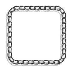 Steel square CHAIN frame for decorative headers. Gray ornates frames with CHAIN isolated on white background. Vector decorative element
