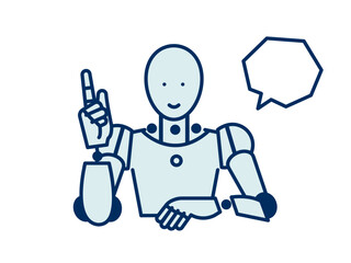 人工知能、aiをイメージしたロボットのイラスト　吹き出し付き
