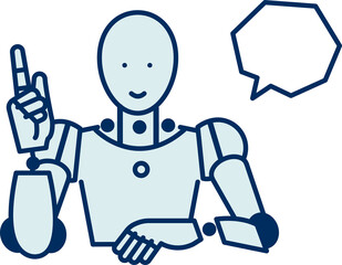 人工知能、aiをイメージしたロボットのイラスト　吹き出し付き