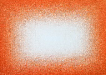 Hand drawn orange painted gradient frame on white paper texture background. Use Canson Fine Face Paper 300 gsm. smooth A5 with Orange 23 Renaissance Artists' Coloured Pencil