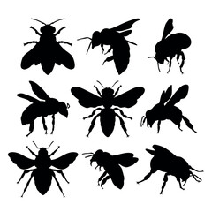 Bee silhouette wasp set bumblebee stencil templates for cutting
