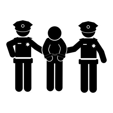 police arrest criminals. Policeman icon. Simple illustration of policeman vector. criminals in prison
