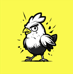 Naklejka premium chicken mascot illustration icon, culinary business logo design, chicken food business