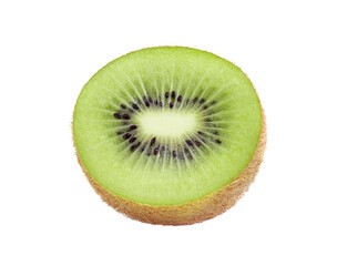 Fototapeta na wymiar half of ripe juicy kiwi fruit isolated on transparent png