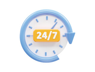 24/7 support icon 3d illustration vector rendering transparent element
