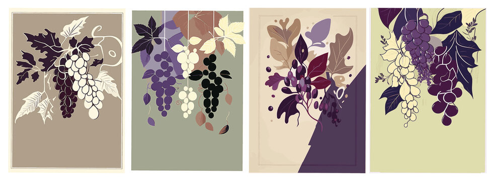 1. Celebrate the autumn wine festival with this set of backgrounds featuring grapevine frames and colorful psychedelic art, perfect for creating posters and cards.
2. Get creative with this collection