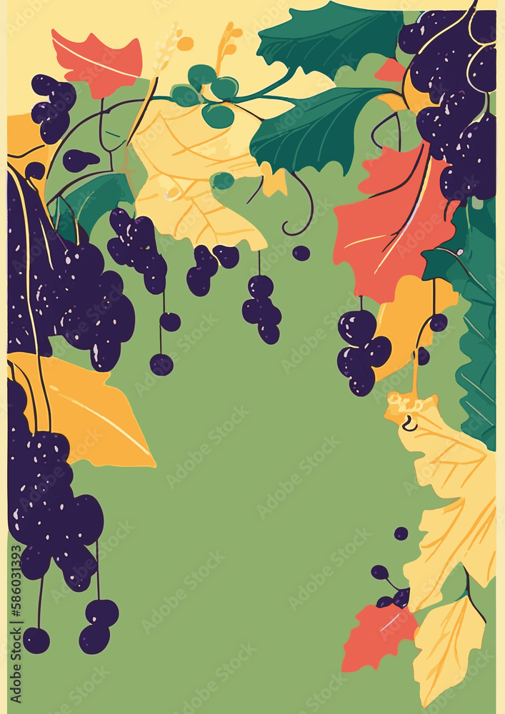 Wall mural 1. celebrate the autumn wine festival with this set of backgrounds featuring grapevine frames and co