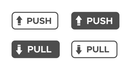 Push and pull sign label for door vector icons