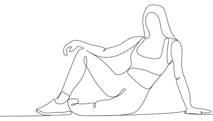 continuous line drawing. sport woman doing yoga on white background.