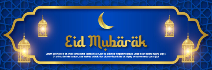 Arabic Blue and Golden Luxury Background with Pattern
