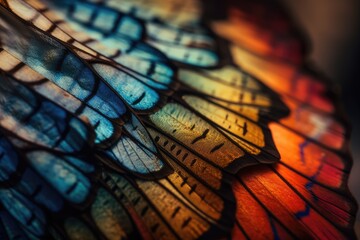 Naklejka premium close up shot of a butterfly wing, made with generated ai