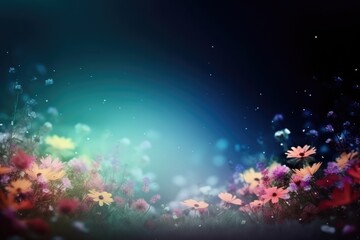 Obraz na płótnie Canvas beautiful flowers field background illustration, made with generative ai