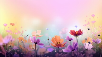 beautiful flowers field background illustration, made with generative ai
