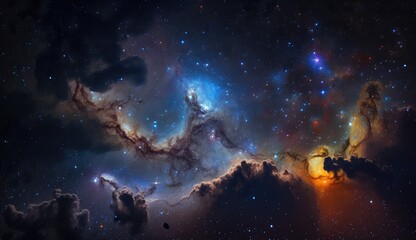 Beautifyl space and nebula view, made with generated ai