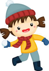 a vector of a girl with a snowball
