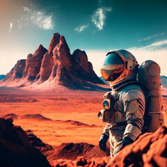 astronaut on the mars generative with Ai technology