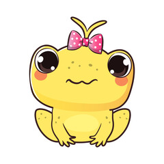 Cute baby frog in cartoon style. Vector illustration.