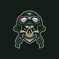 Military mascot logo design with modern illustration concept style for badge, emblem and t shirt printing. Skull military illustration.