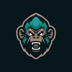 Monkey mascot logo design with modern illustration concept style for badge, emblem and t shirt printing. Head monkey illustration.